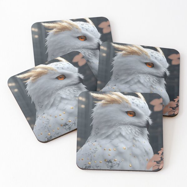 Item preview, Snowy Owl Golden Speckled Bird Cherry Blossom Guardian designed and sold by mildaclairmo.