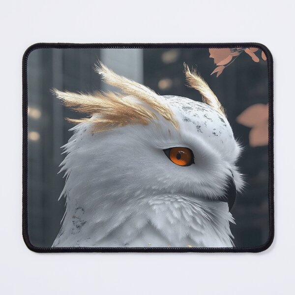 Item preview, Snowy Owl Golden Speckled Bird Cherry Blossom Guardian designed and sold by mildaclairmo.