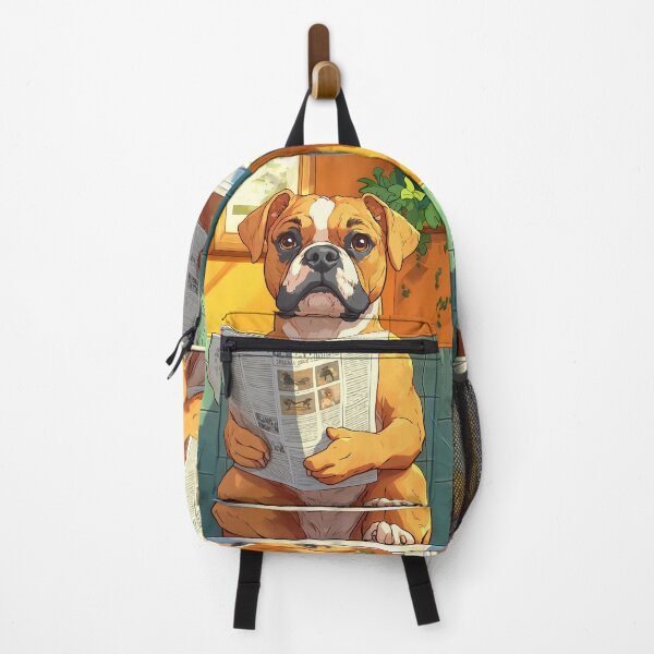 Item preview, Boxer Dog Newspaper Reader Bathroom Funny Pet Scene designed and sold by mildaclairmo.