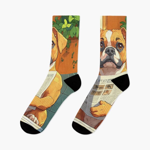 Item preview, Boxer Dog Newspaper Reader Bathroom Funny Pet Scene designed and sold by mildaclairmo.