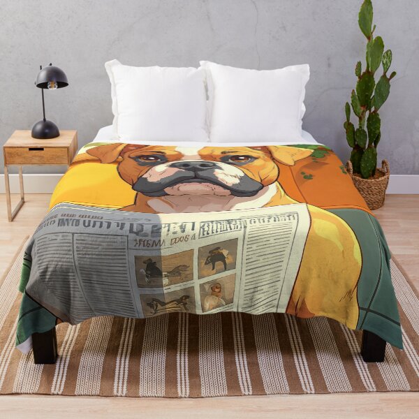 Item preview, Boxer Dog Newspaper Reader Bathroom Funny Pet Scene designed and sold by mildaclairmo.