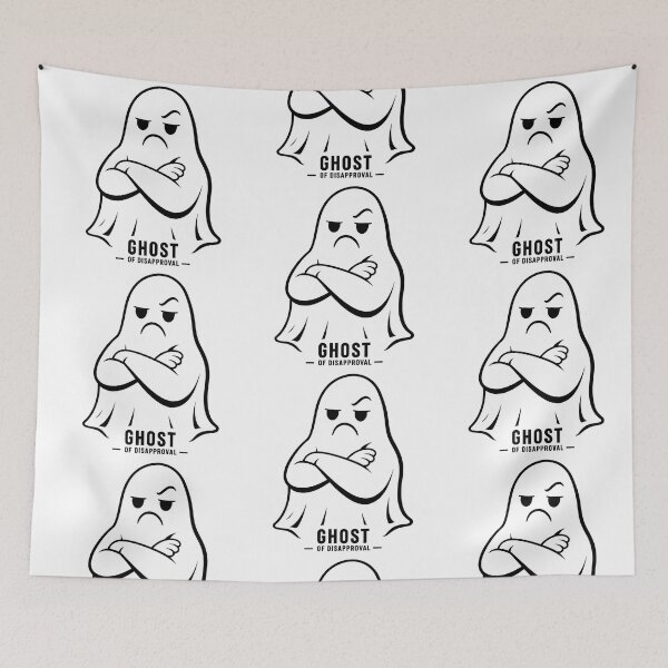 Item preview, Ghost of Disapproval – Minimal Grumpy Ghost Line Art designed and sold by Abidel.
