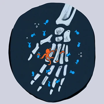 Artwork thumbnail, Octopus Skeleton Hand Surreal by RicBeastLab