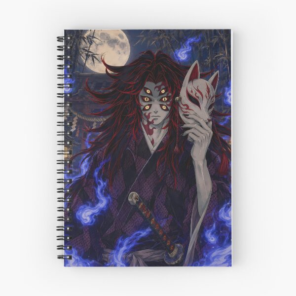 Item preview, Kokushibou Demon Slayer Kitsune Mask Blue Flame Moon designed and sold by mildaclairmo.