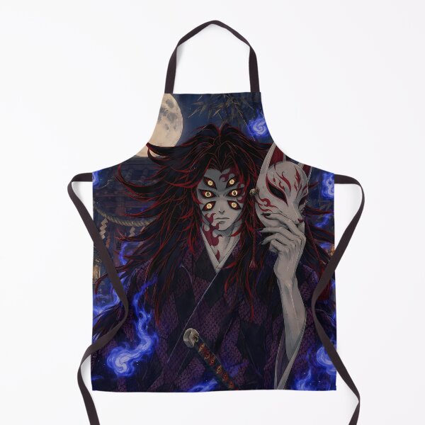 Item preview, Kokushibou Demon Slayer Kitsune Mask Blue Flame Moon designed and sold by mildaclairmo.