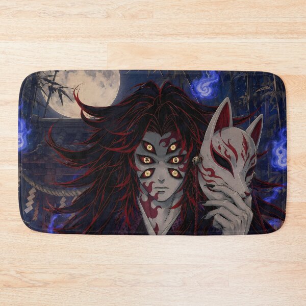 Item preview, Kokushibou Demon Slayer Kitsune Mask Blue Flame Moon designed and sold by mildaclairmo.