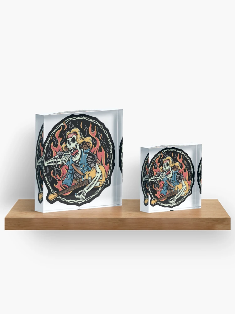 Thumbnail 3 of 5, Acrylic Block, Heavy Metal Skeleton Rocker Electric designed and sold by RicBeastLab.