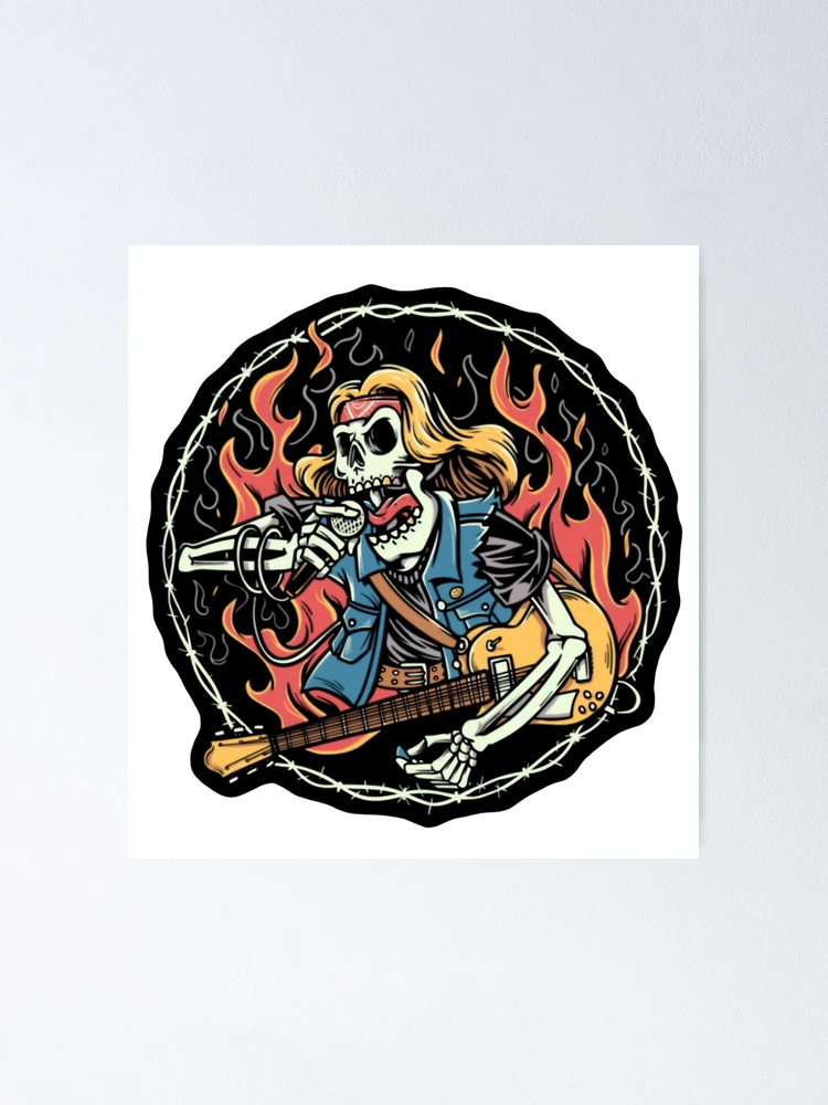Thumbnail 1 von 3, Poster, Heavy Metal Skeleton Rocker Elektrisch designt und verkauft von RicBeastLab.