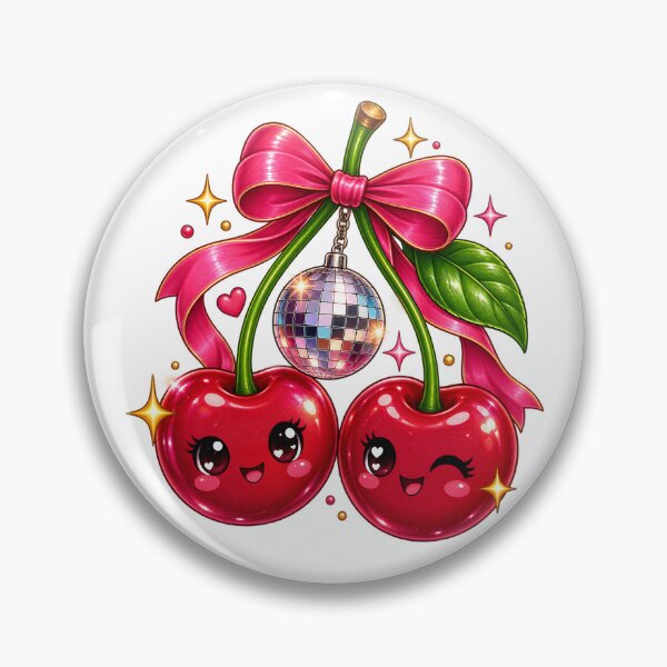 Item preview, Cute Disco Cherries with Pink Bow designed and sold by TinyWeird.
