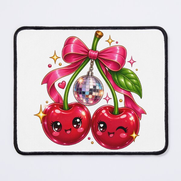 Item preview, Cute Disco Cherries with Pink Bow designed and sold by TinyWeird.
