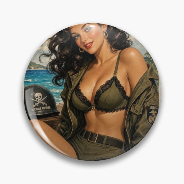 Item preview, Vintage WWII Marine Pin-Up Girl Devil Dogs Style designed and sold by Obscure Caliber.