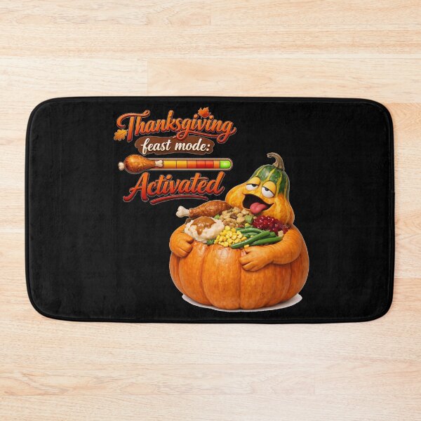 Item preview, Funny Thanksgiving Feast Mode Activated Stuffed Pumpkin Graphic designed and sold by DeliaDesignsCo.