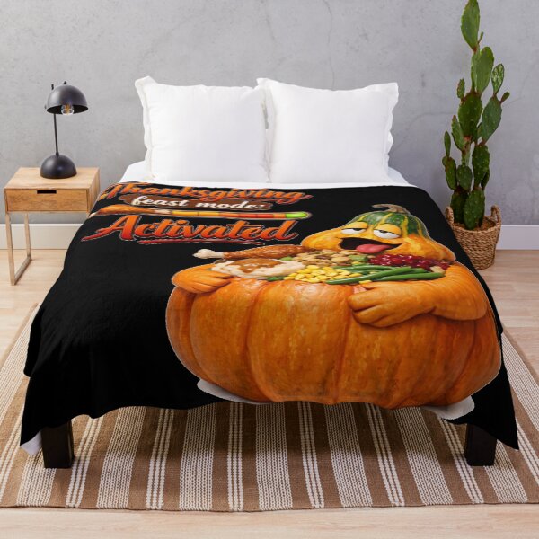 Item preview, Funny Thanksgiving Feast Mode Activated Stuffed Pumpkin Graphic designed and sold by DeliaDesignsCo.