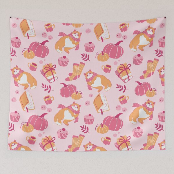 Item preview, Kawaii Autumn Cat Pattern – Cute Fall Pumpkin Cottagecore Seamless Design designed and sold by AnGoArt.