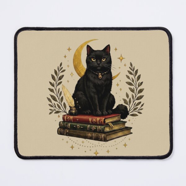 Item preview, Black Cat Reading Dark Academia Books designed and sold by MonaRose_Art.