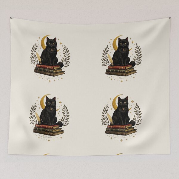 Item preview, Black Cat Reading Dark Academia Books designed and sold by MonaRose_Art.