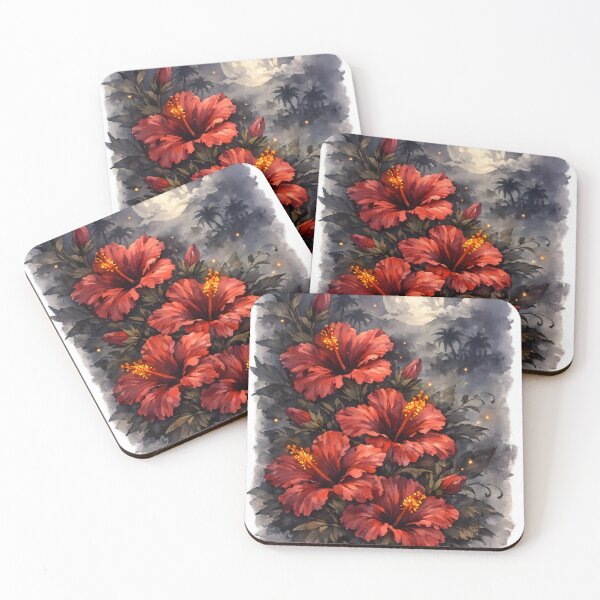 Item preview, Moonlit Hibiscus | Dark Tropical Watercolor designed and sold by Nolmo.