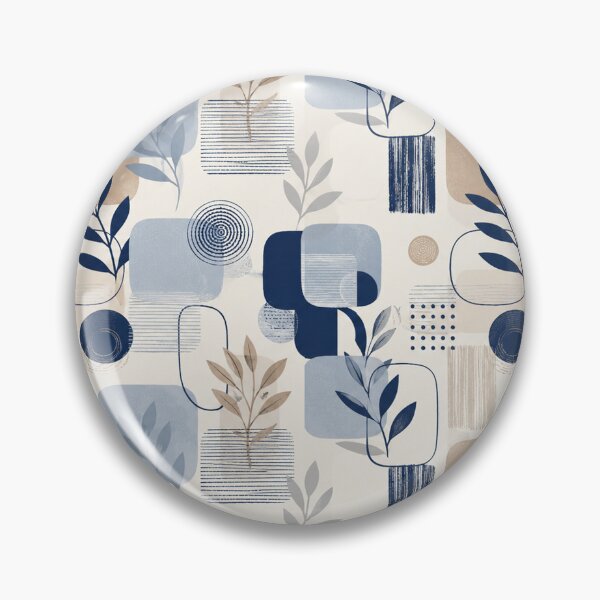 Item preview, Abstract Botanical Geometric Pattern – Navy Blue, Sage & Beige designed and sold by Punch-E415.