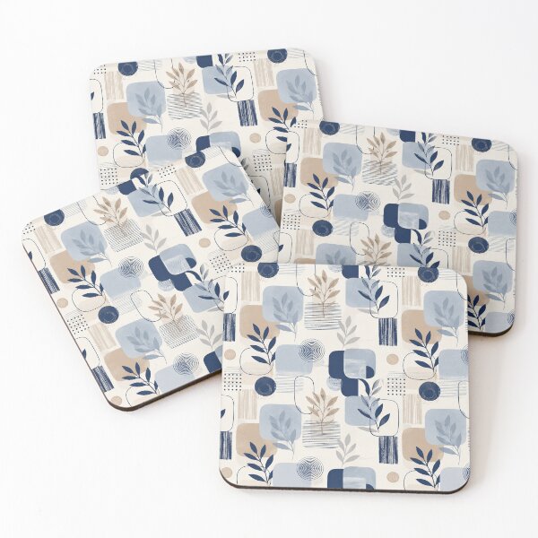 Item preview, Abstract Botanical Geometric Pattern – Navy Blue, Sage & Beige designed and sold by Punch-E415.
