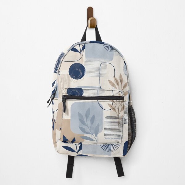 Item preview, Abstract Botanical Geometric Pattern – Navy Blue, Sage & Beige designed and sold by Punch-E415.