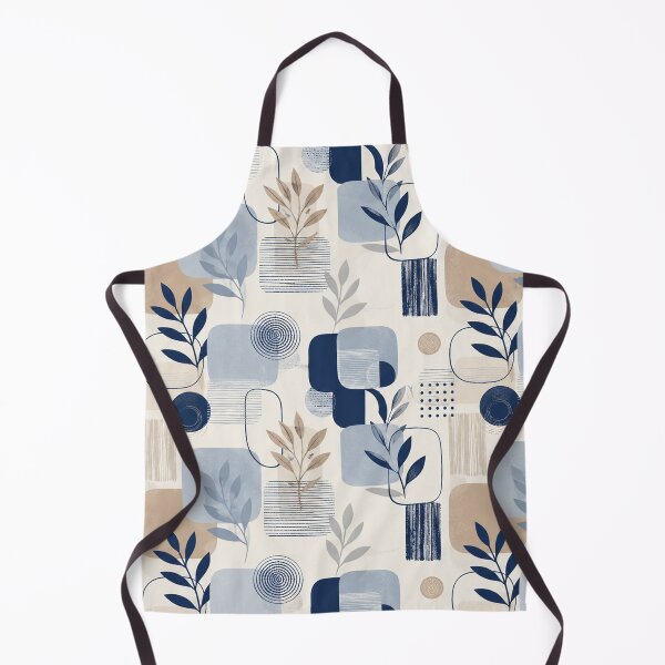 Item preview, Abstract Botanical Geometric Pattern – Navy Blue, Sage & Beige designed and sold by Punch-E415.