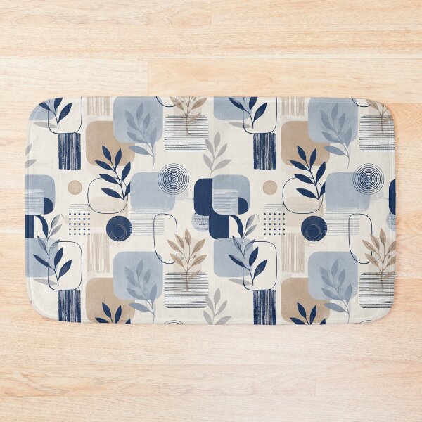 Item preview, Abstract Botanical Geometric Pattern – Navy Blue, Sage & Beige designed and sold by Punch-E415.