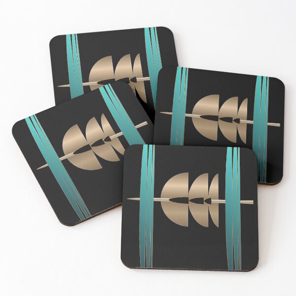 Item preview, Midnight Meridian – Teal and Gold Geometric Abstract designed and sold by Dee Tirang.