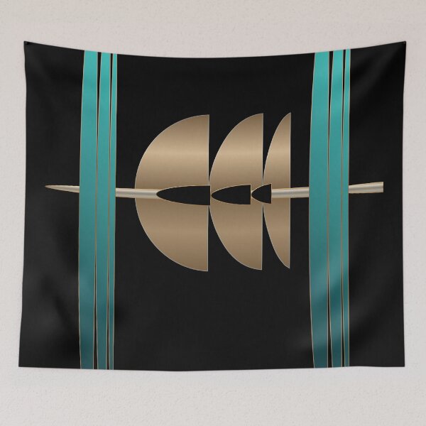 Item preview, Midnight Meridian – Teal and Gold Geometric Abstract designed and sold by Dee Tirang.