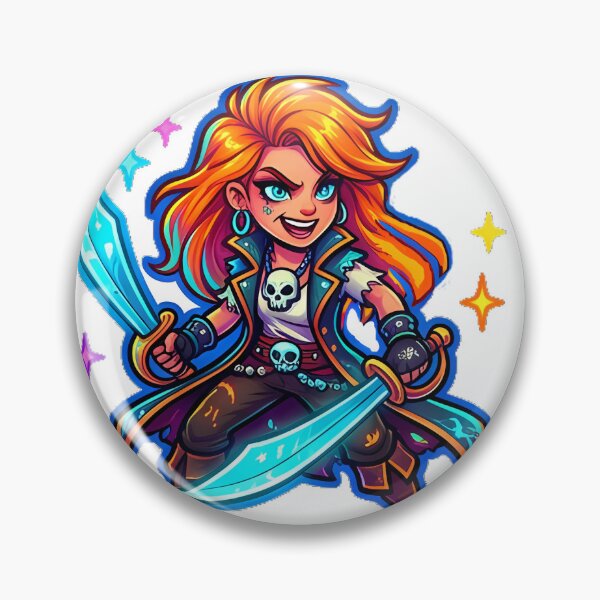 Item preview, Cool Cartoon Badass Pirate Girl Sticker designed and sold by Freestyle Prints.