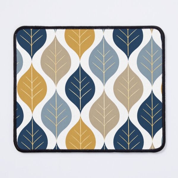 Item preview, Modern Geometric Leaf Pattern – Navy, Mustard & Beige Botanical Design designed and sold by Punch-E415.