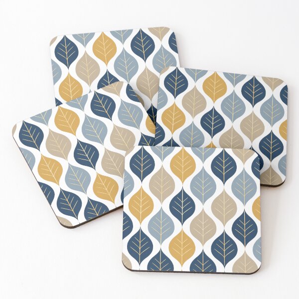 Item preview, Modern Geometric Leaf Pattern – Navy, Mustard & Beige Botanical Design designed and sold by Punch-E415.