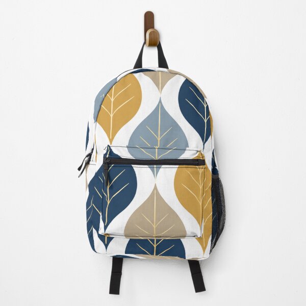 Item preview, Modern Geometric Leaf Pattern – Navy, Mustard & Beige Botanical Design designed and sold by Punch-E415.