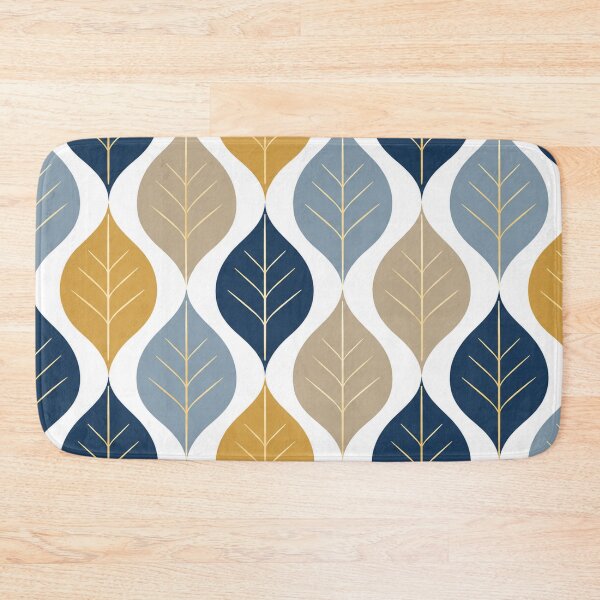 Item preview, Modern Geometric Leaf Pattern – Navy, Mustard & Beige Botanical Design designed and sold by Punch-E415.