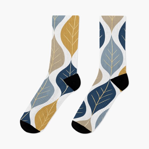 Item preview, Modern Geometric Leaf Pattern – Navy, Mustard & Beige Botanical Design designed and sold by Punch-E415.