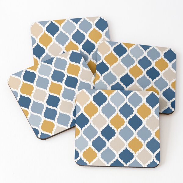 Item preview, Modern Moroccan Trellis Pattern – Navy, Gold & Ivory Geometric Design designed and sold by Punch-E415.