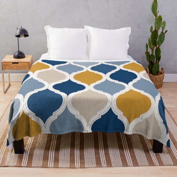 Item preview, Modern Moroccan Trellis Pattern – Navy, Gold & Ivory Geometric Design designed and sold by Punch-E415.