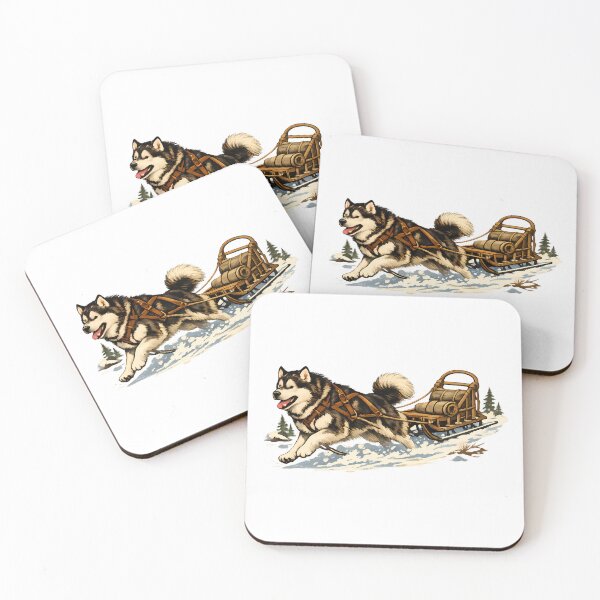 Item preview, Malamute pulling a vintage sled designed and sold by Daily Quirk.