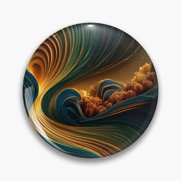 Item preview, Teal Gold Hypnotic Abstract – Luxury Fluid Wall Art designed and sold by GSizzle1.