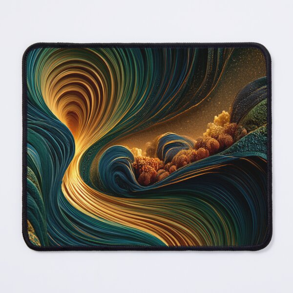 Item preview, Teal Gold Hypnotic Abstract – Luxury Fluid Wall Art designed and sold by GSizzle1.