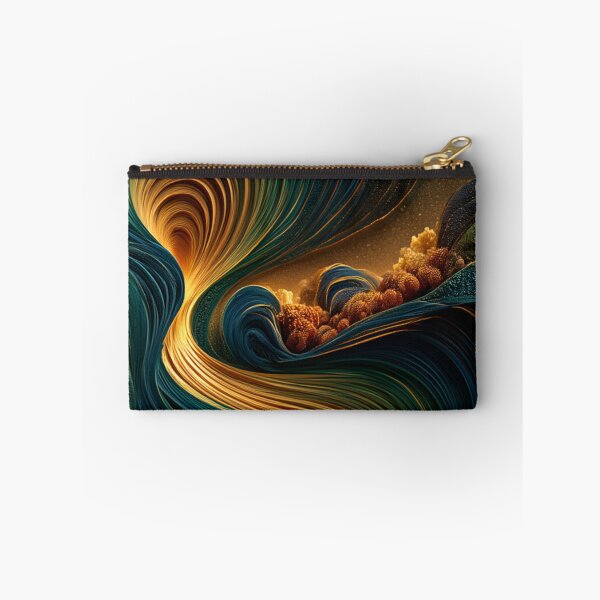 Item preview, Teal Gold Hypnotic Abstract – Luxury Fluid Wall Art designed and sold by GSizzle1.