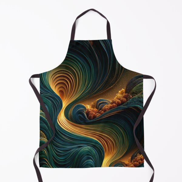 Item preview, Teal Gold Hypnotic Abstract – Luxury Fluid Wall Art designed and sold by GSizzle1.