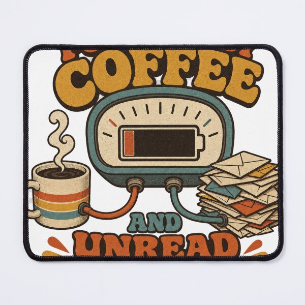 Item preview, Powered By Coffee And Unread Emails Retro Office Humor designed and sold by BoosterShop.