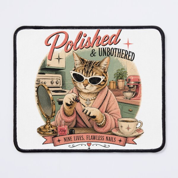 Item preview, Funny Cat **Polished & Unbothered: Nine Lives, Flawless Nails** designed and sold by Retroteez.