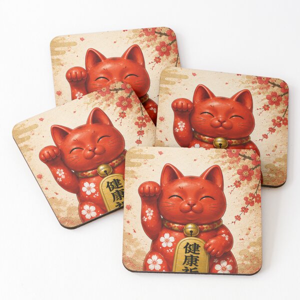 Item preview, Red Maneki Neko for Good Health designed and sold by fuku-mono.