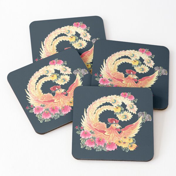 Item preview, Golden Phoenix & Peony Wreath | East Asian Mythology Art designed and sold by HiddenJadeArtStudio.