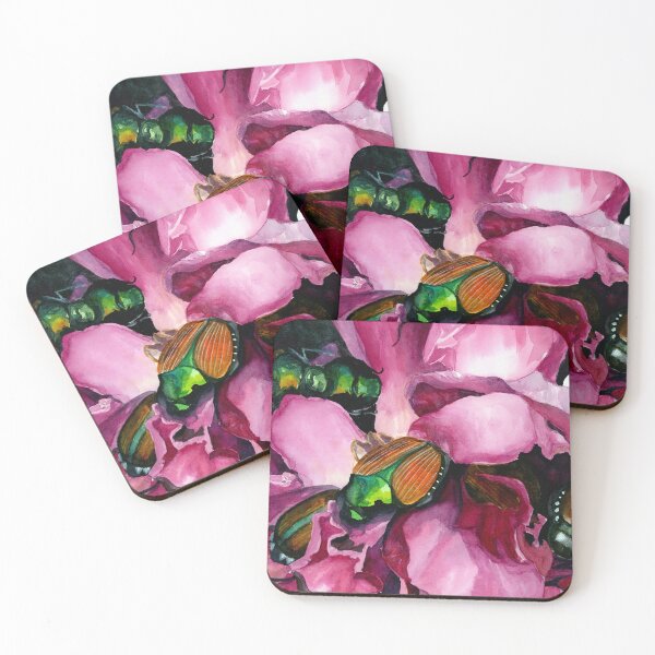 Item preview, Uninvited Guests – Beetles and Rose Watercolor Art designed and sold by lexieaustinart.