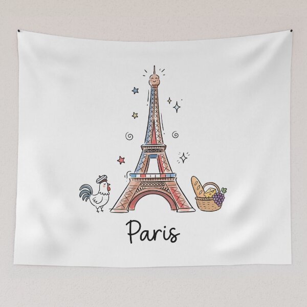 Item preview, Cute Eiffel Tower Paris Doodle Art designed and sold by RamyGallery.