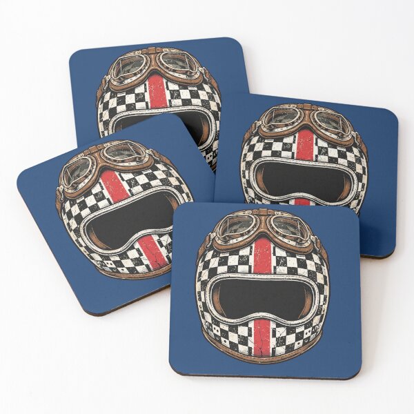 Item preview, Checkered Flag Racing Motorcycle Helmet designed and sold by Normandy Road Heritage™ - Vintage Garage Art.