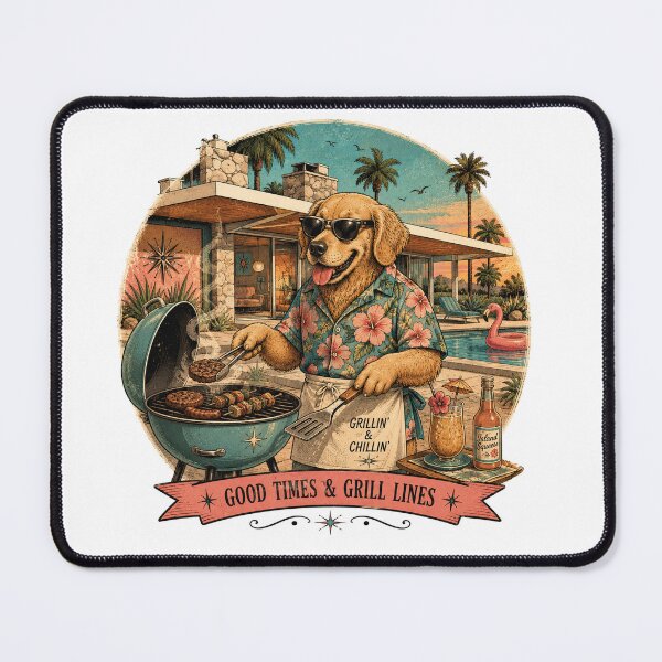 Item preview, **Grillin’ & Chillin’: Good Times & Grill Lines** Funny Dog designed and sold by Retroteez.