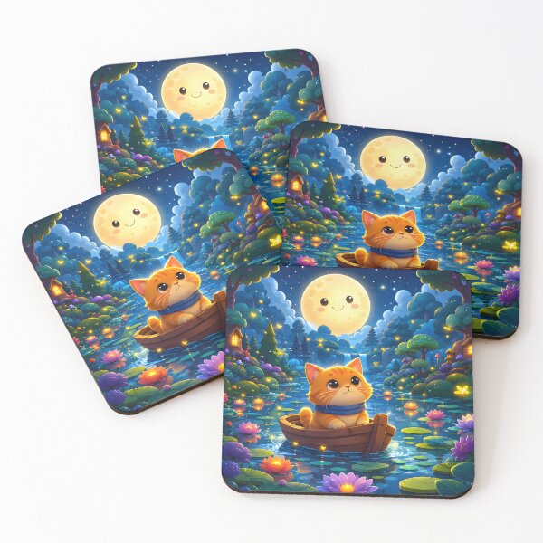 Item preview, Moonlit Cat Adventure on a Magical Lake designed and sold by Herodestroyer.
